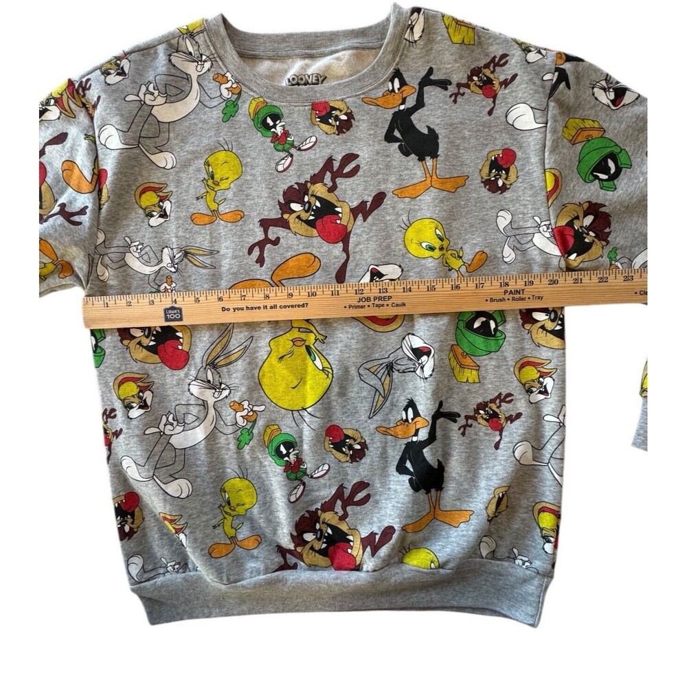 Looney Tunes Characters Sweatshirt Long Sleeve Graphic Gray Size Medium (7-9) - Picture 5 of 9